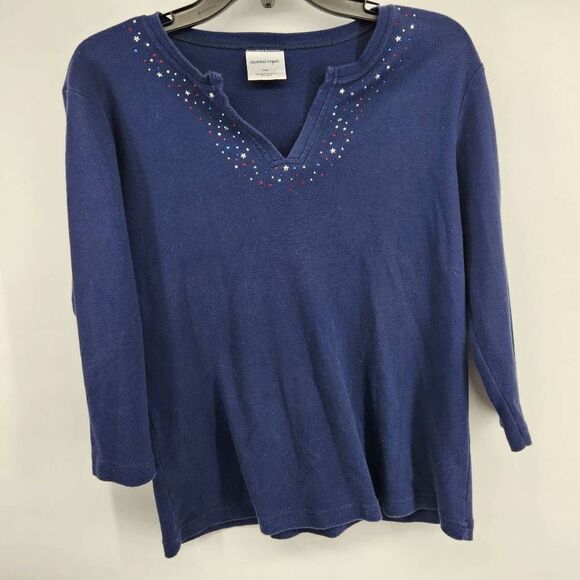 Decorated Originals Blue Patriotic Rhinestone Embellished Women's Large - Picture 1 of 4